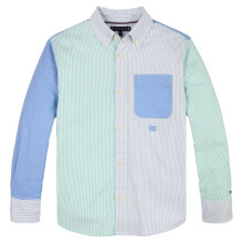 (10 Years, Cloud Blue) Tommy Hilfiger Boys Long-Sleeved Button-Down Shirt