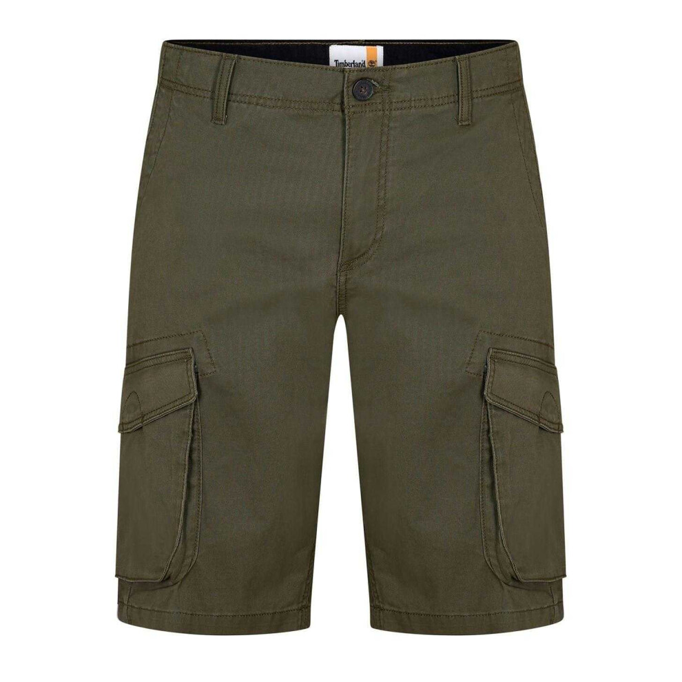 Timberland (30R, Leaf ) Mens Twill Casual Cargo Shorts Green