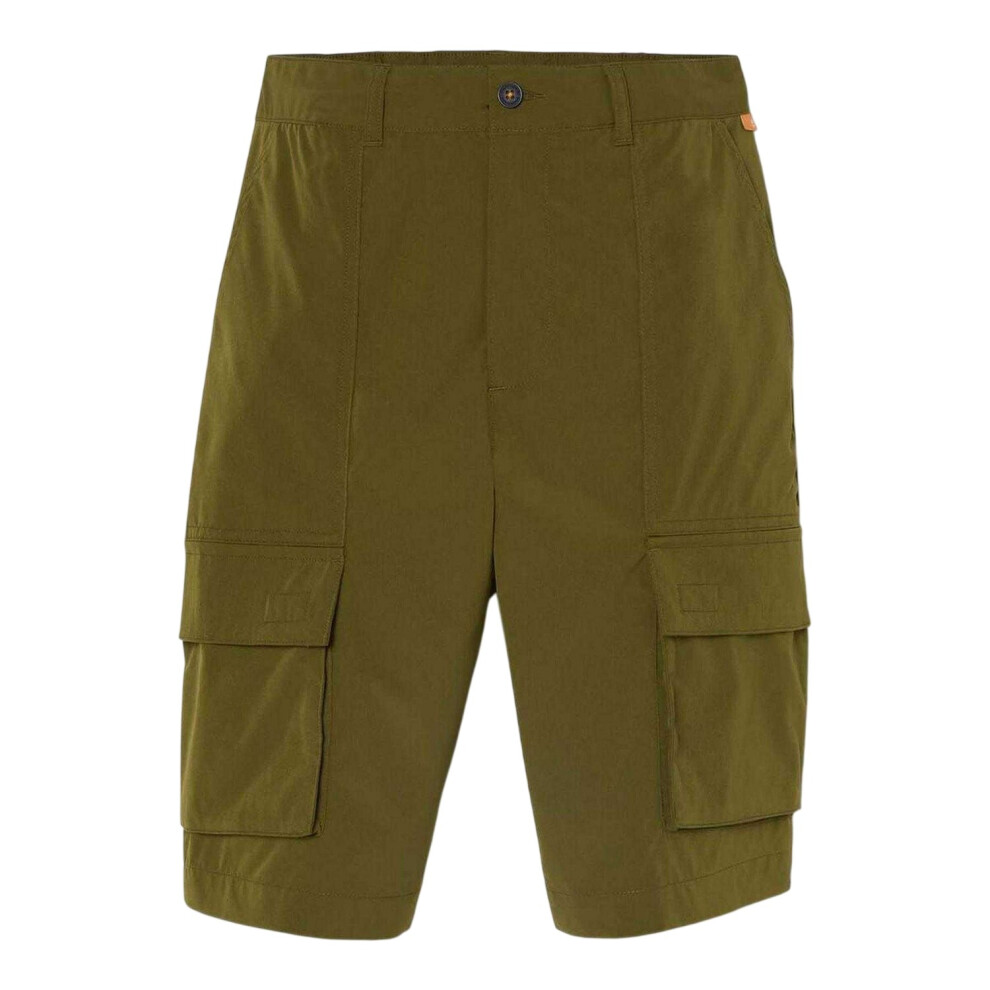 Timberland (36R, Olive) Mens Water Repellent Leather Badge Relaxed Fit Cargo Shorts Green,Multicoloured