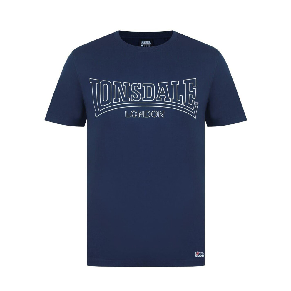 Lonsdale (L, Navy) Mens Geometric Logo T-Shirt Blue,Multicoloured