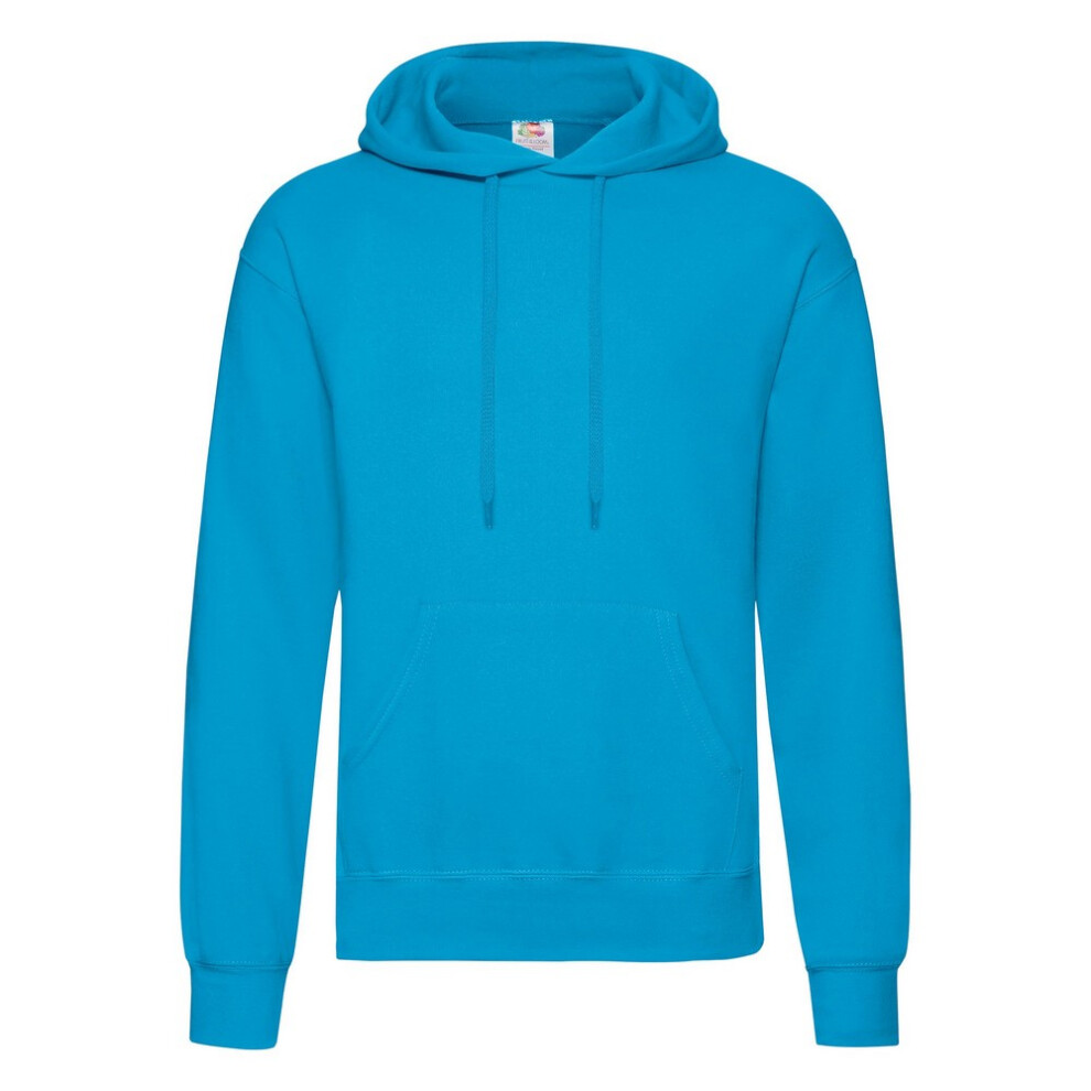 Fruit Of The Loom (S, Azure ) Mens Hooded Sweatshirt / Hoodie Blue