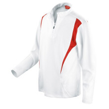 (M, Red/White) Spiro Unisex Adult Trial Zip Neck Training Top