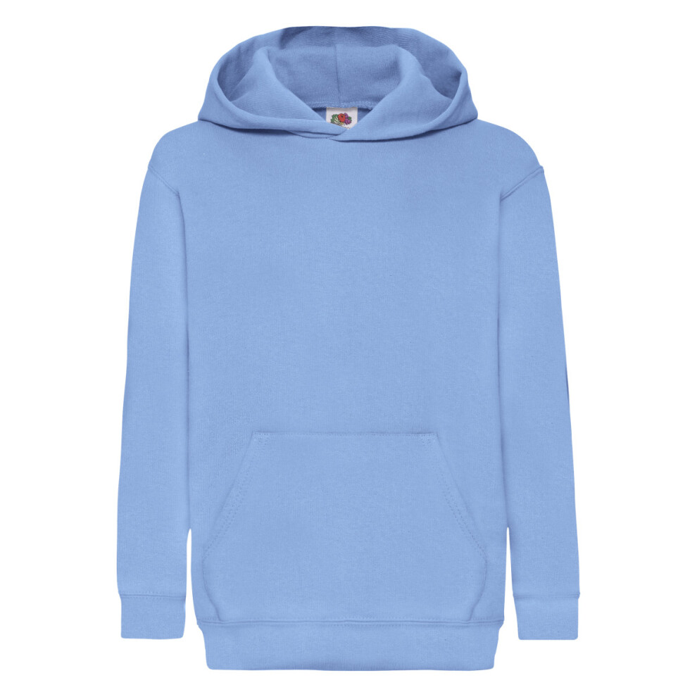 Fruit Of The Loom (12-13 Years, Sky ) Childrens/Kids Classic Hooded Sweatshirt Blue