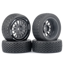 Neumáticos de Rally WRC A Escala 1/14, 4 Ruedas de Goma para Coches RC para MJX, para M Chassis, RX12, Color Negro