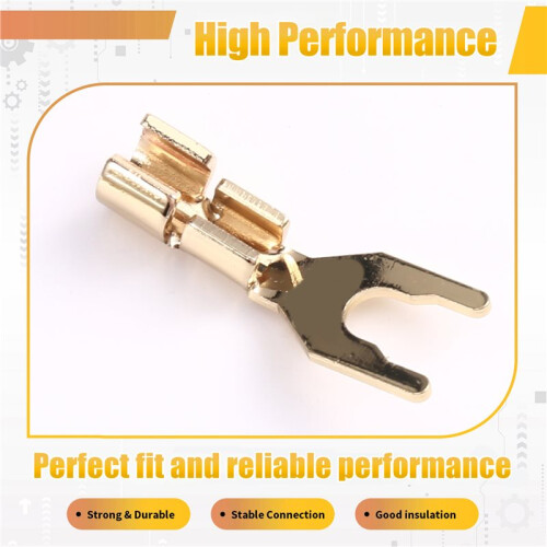 10 Pezzi HIFI Speaker Y Spade Fork Wire Connector U Type Banana Plug Speaker Terminal Amplifier Socket Brass Gold Plated 2