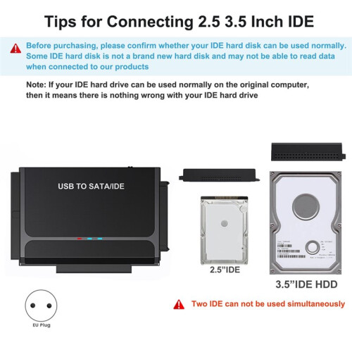 USB 3.1 to  IDE Hard Disk Adapter 2.5/3.5 Inch HDD SSD Optical Drive Data Transfer for Computer Hard Disk EU-PLUG 2