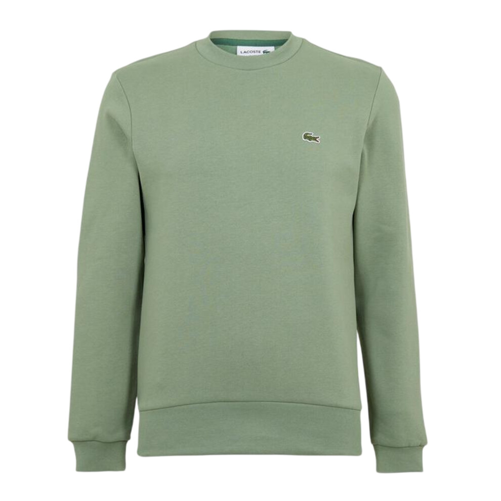 Lacoste (M, Thyme ) Mens Embroidered Logo Fleece Crew Neck Sweatshirt Green
