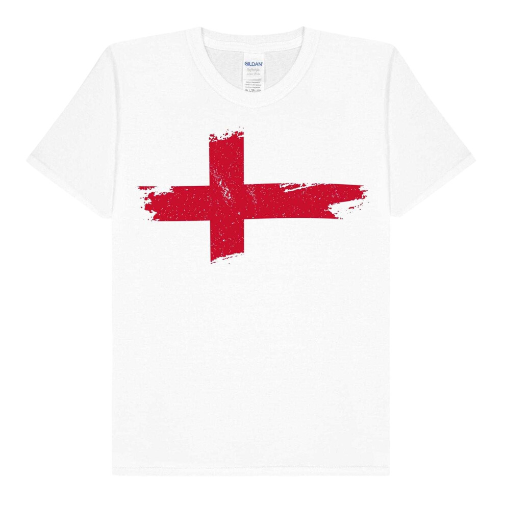 Gildan (5-6 Years, Flag Red) Unisex Adult England Flag Cotton Football T-Shirt