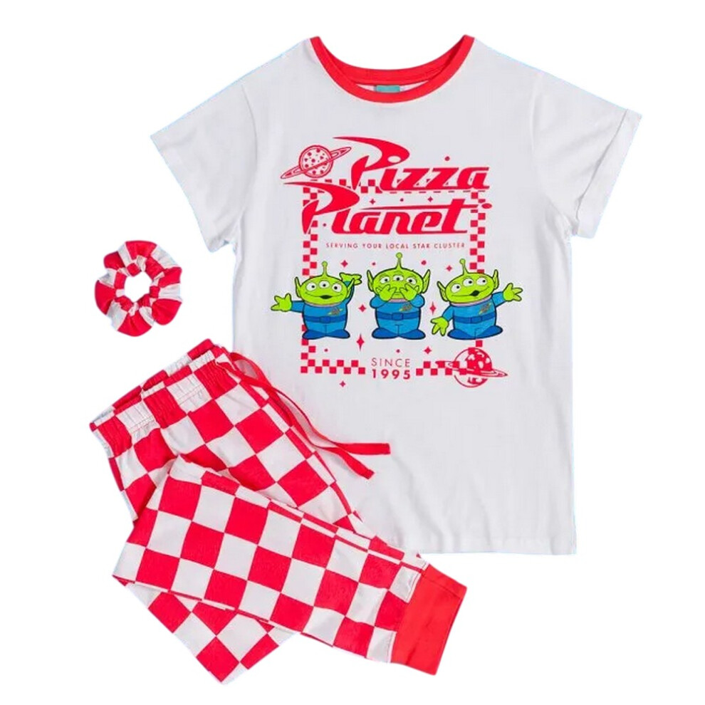 Toy Story (S, White/Red) Womens/Ladies Pizza Planet Aliens Pyjama Set Red