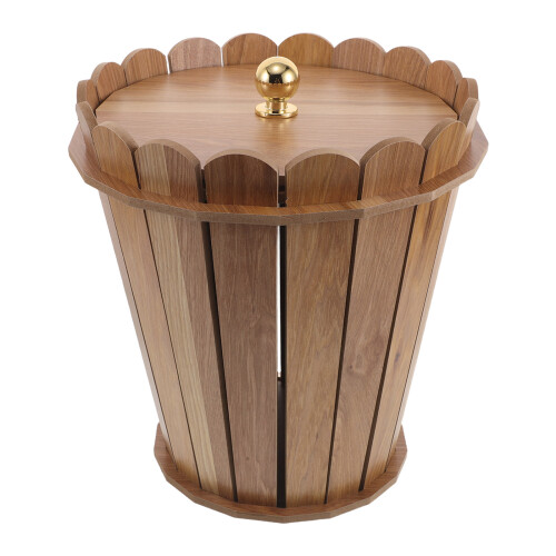 Corbeille En Bois Khaki Couvercle Design Ferme Pour Bureau
