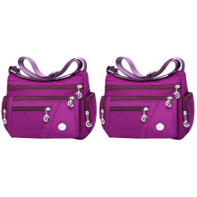2Pièces Sacoche Nylon Violet Réutilisable Multi-Couches Pour Rangement