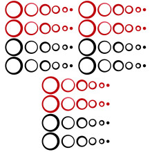 72Pièces Stickers DIY Cercle Noir Rouge