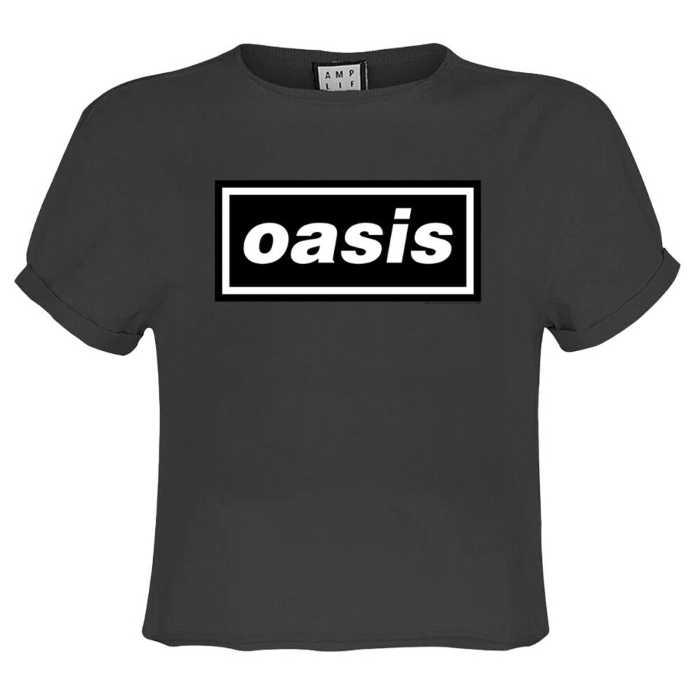 Amplified (M, Charcoal) Womens/Ladies Oasis Logo Crop Top