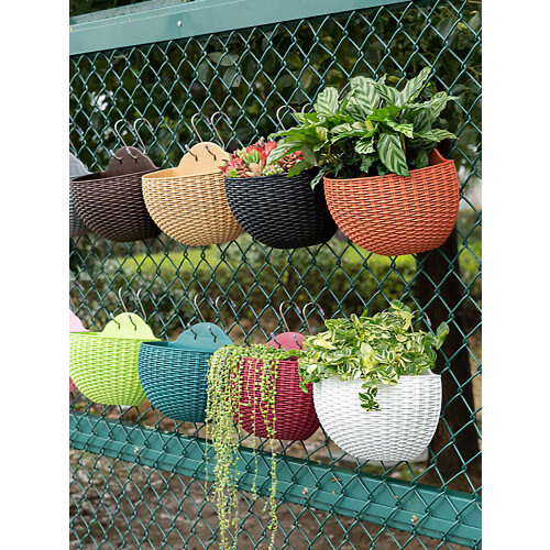 Half Round Wall Hanging Planter, Rattan