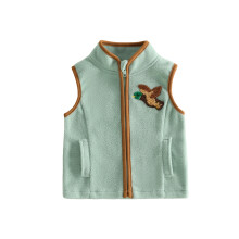 (3-4 Years, Green) Toddler Boys Fleece Vest Fashion Long Sleeve Duck Embroidery Zip Up Vest Kid Jackets
