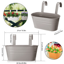 2 Blue Iron Planters for Fence Rail Hanging
