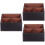3Pièces Organisateur De En Bois Avec Surface Cuir Café 5