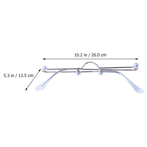 2Pièces Monture Lunettes Argentée Verres Décorée De Perles 1