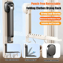 Folding Wall-Mounted Clothes Drying with Suction Cup Foldable Retractable Portable Clothes Drying Folding Clothes Racks