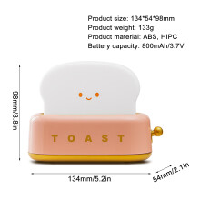 Cute Rechargeable Bread Night Light, 3000K
