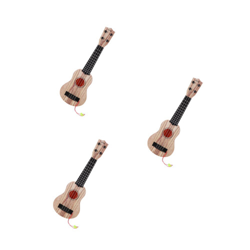 3Pièces Instruments Musicaux Jouets Enfants Ukulélé Bois Clair 2