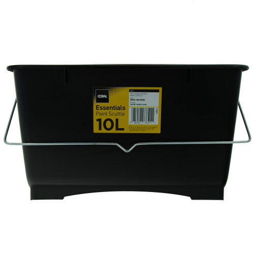 Coral 73321 Essentials Plastic Paint Scuttle Container with Metal Handle for Paints and Paste 10 Litre, Black 1