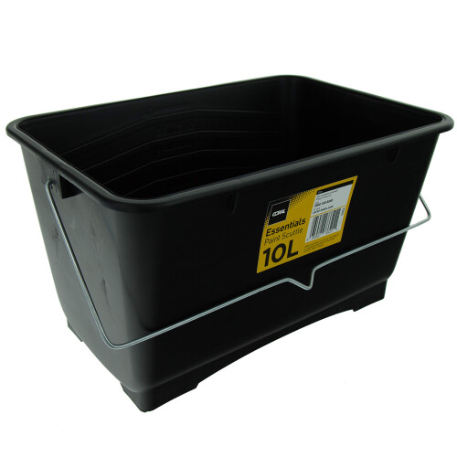 Coral 73321 Essentials Plastic Paint Scuttle Container with Metal Handle for Paints and Paste 10 Litre, Black 2