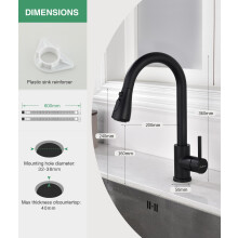 Baollansa Kitchen Tap,Kitchen Mixer Taps with Pull Out Sprayer, Kitchen Taps Swivel Spout with 2 Modes Spray,Kitchen Sink Taps 360Rotatable (Black)