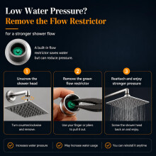 LIVOREST Square Rainfall Shower Head 8 inch Large Overhead Fixed Rain
