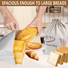 Paquete de 2 Bolsas de Lino Reutilizables para Pan de Masa Madre, Bolsas para Almacenar Pan Casero de Lino