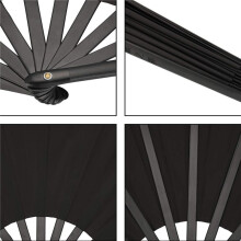 16 Pieces Large Folding Fan Nylon Cloth Handheld Folding Fan Chinese Kung Fu Tai Fan Black Decoration Fold Hand Fan