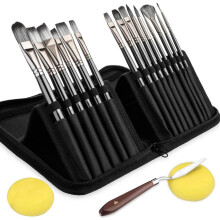 15 StüCke Acryl Farben Pinsel Set, Acryl-, Aquarell und Gouache Malen Pinsel für ÄLtere und Professionelle Maler