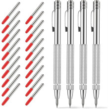 4er-Pack Wolframkarbid-Anreißwerkzeug-Set mit Magnet - Professioneller Metallgravurstift, 20 Zusätzliche Hartmetall-Ersatzspitzen