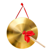 12,6 Zoll Gong-Instrument, Traditionelles Chinesisches Schlaginstrument, Kupfergong mit Schlägel und Rotem Aufhängeband