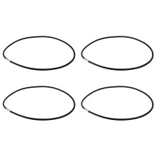 4 Pcs 3mm Black Rubber Cord Necklace with Stainless Steel Closure - 18 Inch