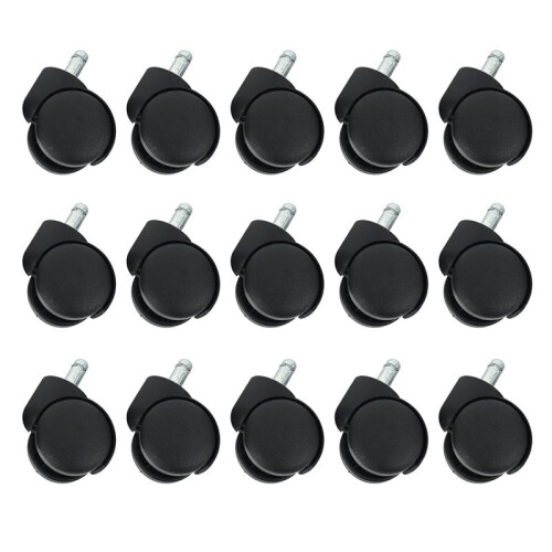 50mm Roues de Roulettes de Chaise de Bureau - Ensemble de 15 - Noir