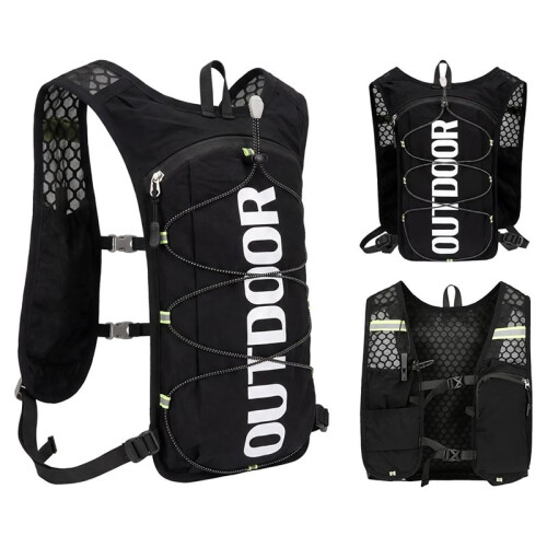Running Hydration Vest with 1.5L Hydration Bladders Reflective Running Backpack Breathable Light Running Vest Black 1