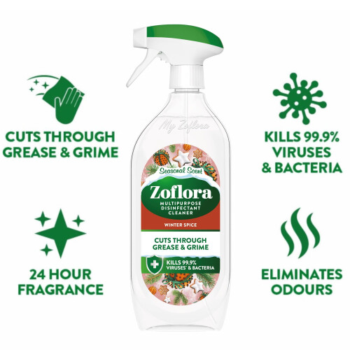 Zoflora Zoflora Winter Spice Multipurpose Disinfectant Trigger Spray, 1 x 800ml, Antibacterial Multi-Surfac 2