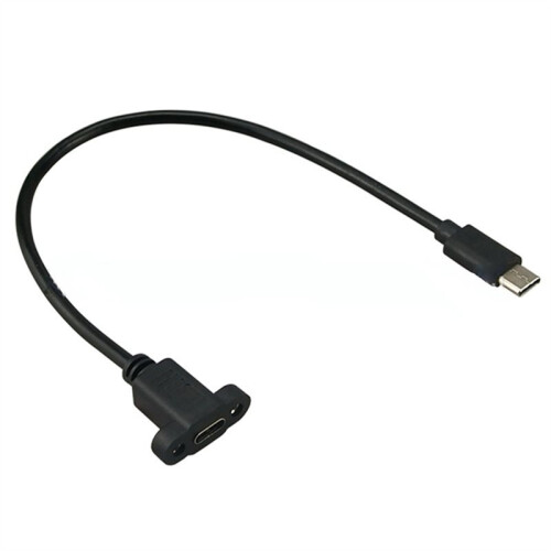 3.1 Cable de Extensión Tipo C con Tornillo de Montaje en Panel, Cable Extensor de Datos USB-C de 0,5 M, USB-C Macho A USB-C, Compatible con Carga 2