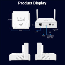 4G LTE WIFI-Router 300 Mbps 2.4G WIFI6 Power Signal Booster Trådlös Hotspot Smoother Router med 2 Externa Antenner