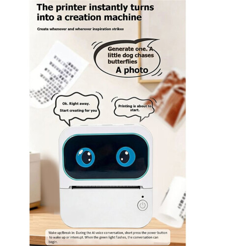 AI-Powered  Voice Thermal Printer for Coloring, Drawing, Educational Portable USB WiFi  White 2