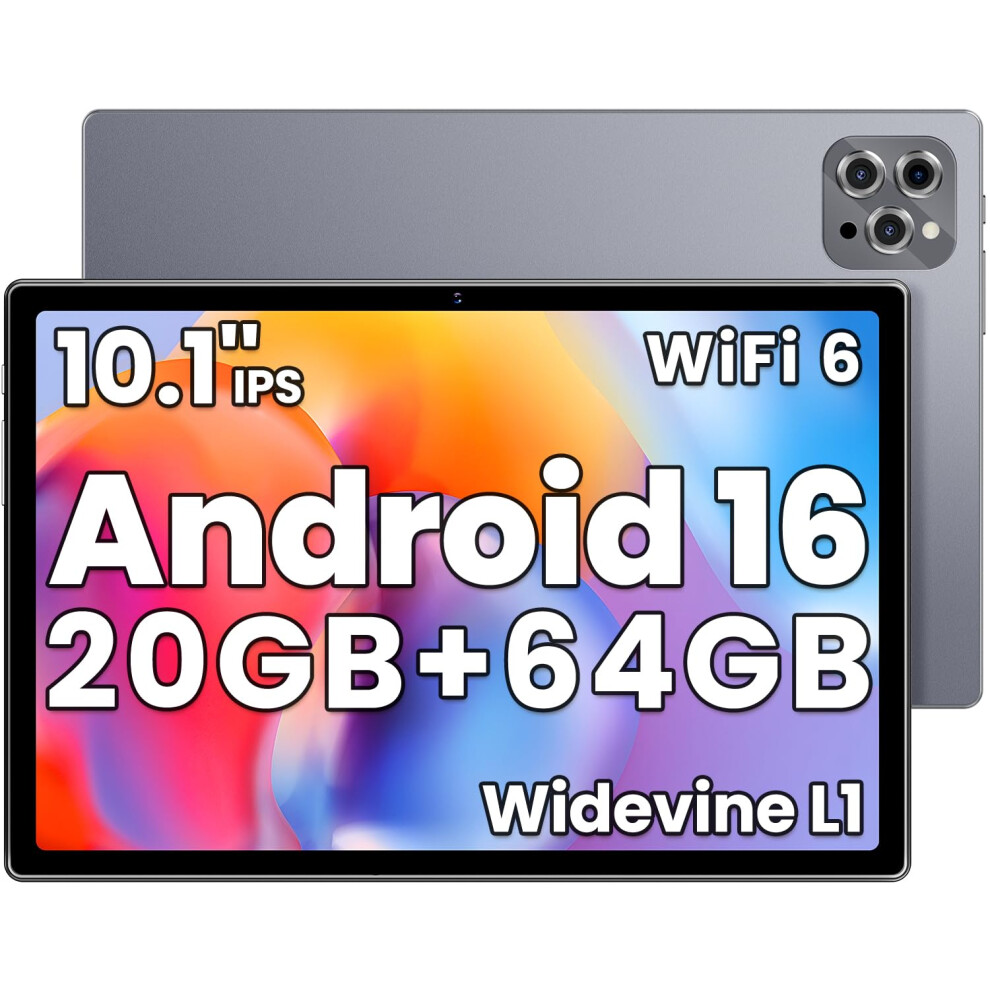 Android 16 Tablet, 2026 Tablet 10.1 Inch Android 16 Tablets, 20Gb+64Gb+1Tb Expansion Octa-Core Processor, 6000Mah Battery, Widevine L1, 1280 * 800 Ip 5000784426831
