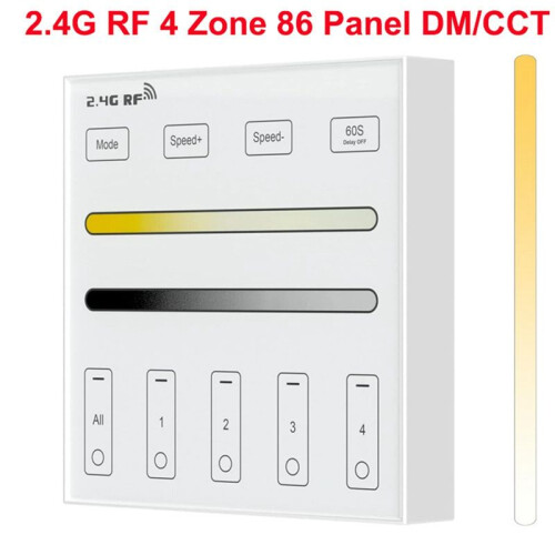 2.4G RF 4 Zone 86 Panel DM/CCT  LED Controller Dual Color Temperature Touch Controller for LED Light Control 1