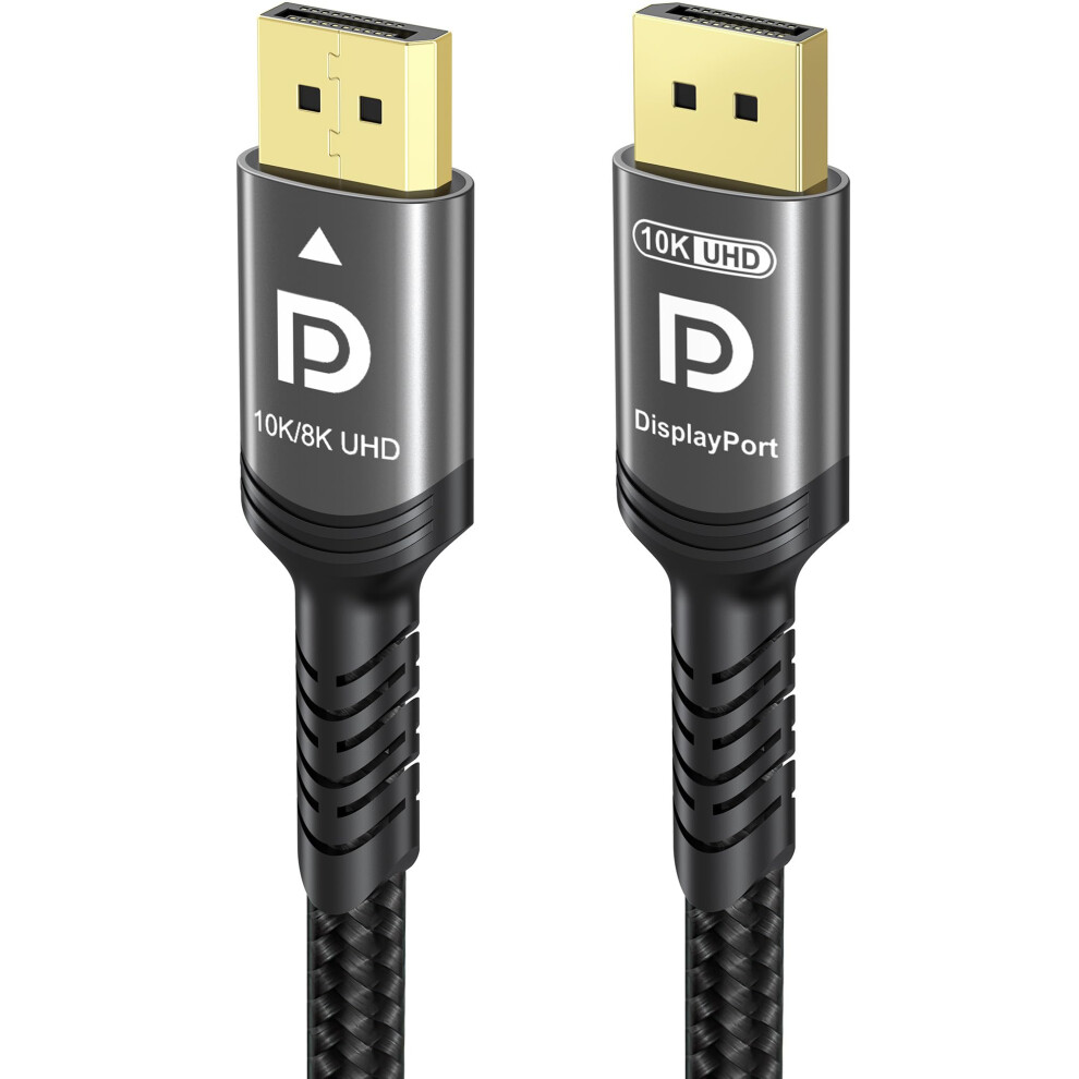 Ubluker 10K 8K Displayport 2.1 Cable 54Gbps 2.5M, Certified Dp To Dp Cord 4K 240Hz 165Hz 144Hz 120Hz 10K 8K 120Hz Nylon Braided Uhbr Hdcp2.3 Freesync 5004030966195