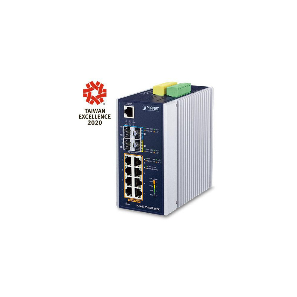 Planet Industrial L3 8-Port 10/100/1000T 802.3Bt Poe + 2-Port 1G/2.5G Sfp + 2-Port 10G Sfp+ Managed Ethernet Switch 4711605284738