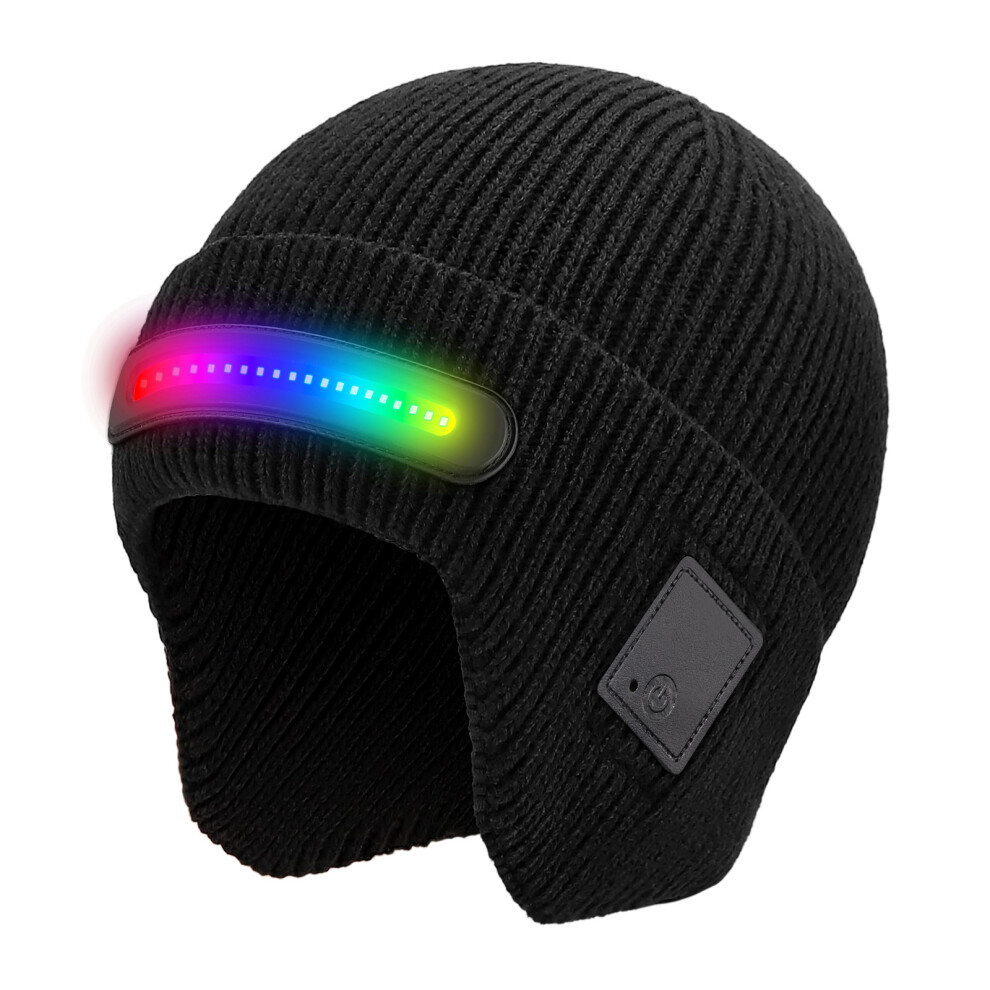 (Tr-Td4 (Colorful Strip)) Bluetooth Led Earflap Hat With Night Colorful Flashing Glowing Beanie For Music Party Light 4016077588583