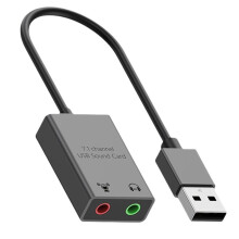 7.1 Channel Sound Card External 3.5mm USB Adapter USB to Microphone Speaker Audio Interface for PS4 Laptop Computer