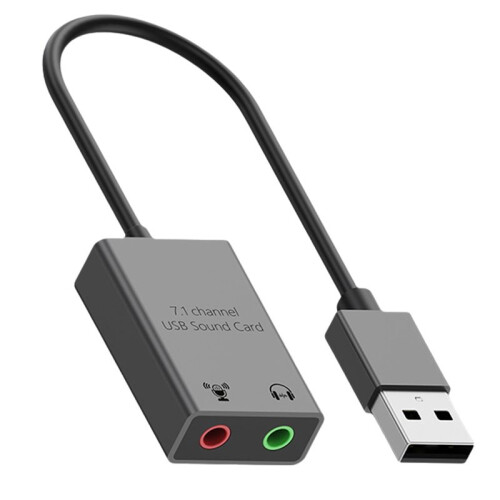 7.1 Channel Sound Card External 3.5mm USB Adapter USB to Microphone Speaker Audio Interface for PS4 Laptop Computer