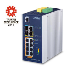 Planet Industrial L3 8-Port 10/100/1000T 802.3at PoE + 2-Port 1G/2.5G SFP + 2-Port 10G SFP+ Managed Ethernet Switch