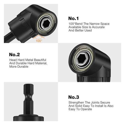 6Pcs Right Angle Drill Attachment Set with 105 Angle Drill Adapter and Impact Grade Socket Adapter 2